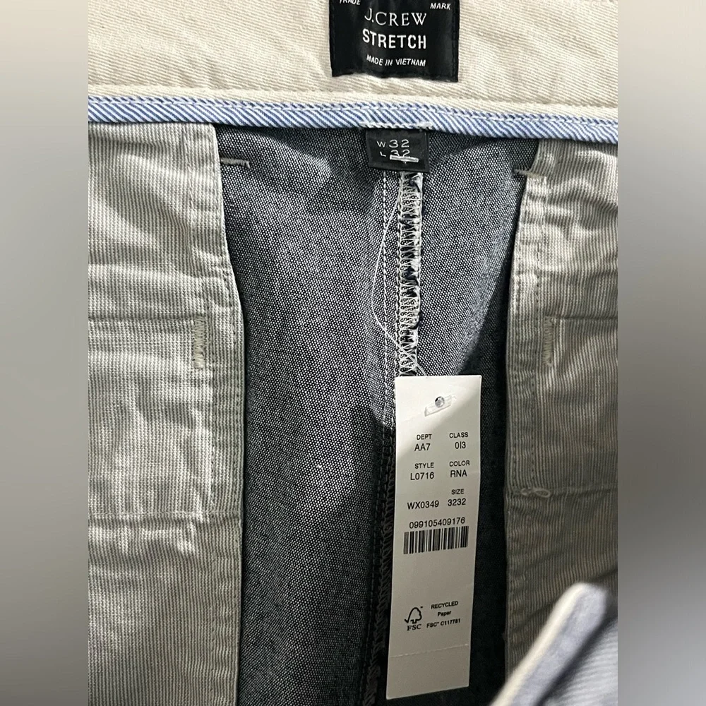 J.CREW Stretch Chambray Button Front Pants, Blue, Size 32 x 32, new!